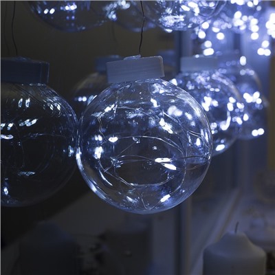 УЦЕНКА Гирлянда «Бахрома», 2.5×0.7 м, с насадками «Шарики», IP20, 150 LED, 12 В, серебристая нить, свечение белое