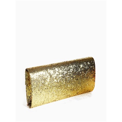 Клатч вечерний, на магните, с длинной цепочкой, блестящий, цвет золотой