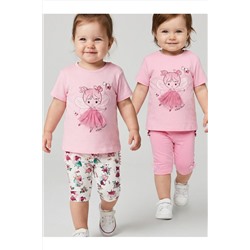 Брюки детские трикотажные для девочек (легинсы укороченные), 2 пары в комплекте PLAYTODAY, 1240078