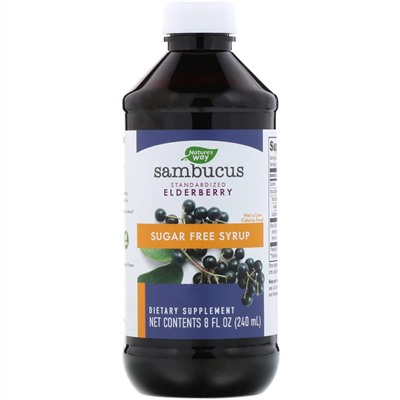Nature's Way, Sambucus, стандартизированный экстракт бузины, без сахара, 8 жидких унций (240 мл)