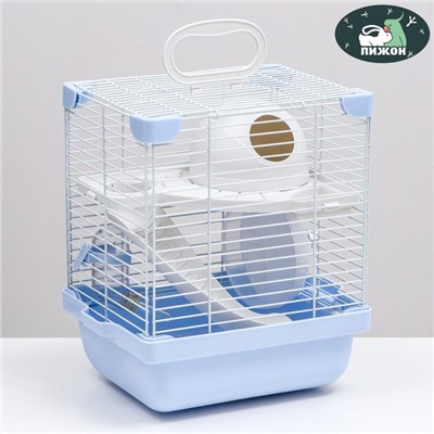 Клетка для грызунов укомплектованная, 23×19×28 см, голубая