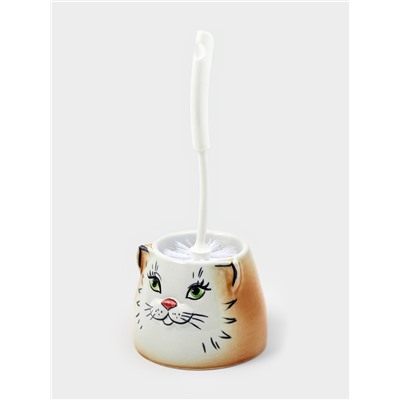 Ёршик для унитаза с подставкой «Кошка», фарфор, МИКС