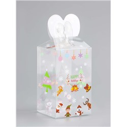 Коробка подарочная новогодняя складная ПВХ «Веселый Дед Мороз» 6×6×10 см