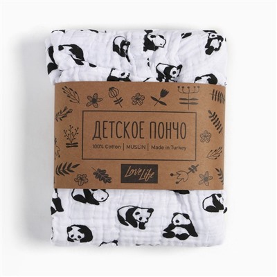 Полотенце - пончо LoveLife «Панды», 100% хлопок, муслиновое, 235 г/м²