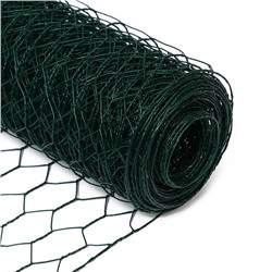 Сетка плетёная с ПВХ покрытием, 10×1.5 м, ячейка 25×25 мм, d=0.9 мм, металл, Greengo