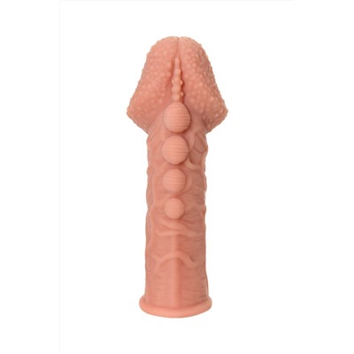 Насадка на фаллос с пузыриками, венками и ребристостью Extreme Sleeve 009 M-size - 14,7 см.