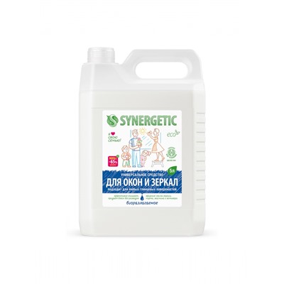 Средство моющее Synergetic, для окон и зеркал, 5 л