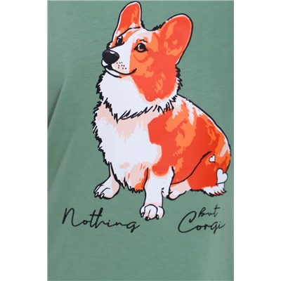 Пижама с шортами арт. ПД-023-062 Корги на зеленом НАТАЛИ, 1063614