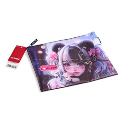 Папка для тетрадей "I Love Anime" A5 (27x20,5x1 см) на молнии сверху, матовая антивандальная искусственная кожа, с подкладом