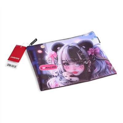 Папка для тетрадей "I Love Anime" A5 (27x20,5x1 см) на молнии сверху, матовая антивандальная искусственная кожа, с подкладом