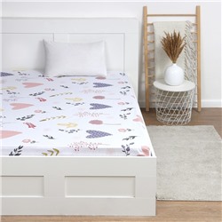 Простыня на резинке 1.5-спальная «Этель» Flower garden, 140×200+25, бязь