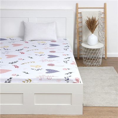 Простыня на резинке 1.5-спальная «Этель» Flower garden, 140×200+25, бязь