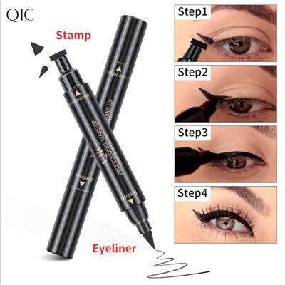 2-сторонняя подводка-фломастер с штампом стрелка QIC Liquid duo eyeliner