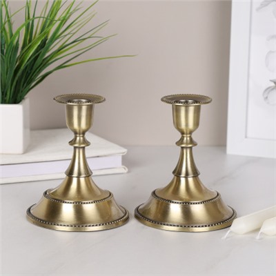 Подсвечник 2 штуки набор бронза 12 см / 101B /уп 30/