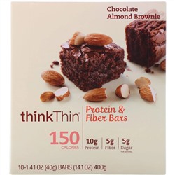 Think !, High Protein Bars, Chocolate Almond Brownie, 10 Bars, 1.41 oz (40g) Each
