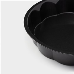 Форма для выпечки Доляна «Волнистый круг. Жаклин», d=28 см, антипригарное покрытие, чёрная
