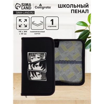 Пенал школьный, 1 секция, 11.5×20.5×3 см «Аниме глаза»