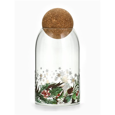 Банка новогодняя стеклянная для сыпучих продуктов «Зимние истории», 800 мл