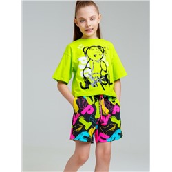 Комплект трикотажный для девочек: фуфайка (футболка), шорты