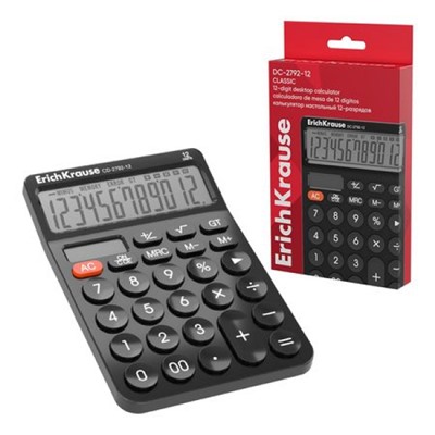 Калькулятор 12 разрядов 154х115 мм DC-2792-12 Classic 62750 черный ErichKrause
