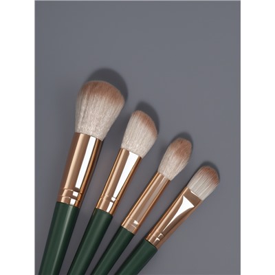 Набор кистей для макияжа Lillian, 14 предметов, футляр на завязках, зелёный, серый