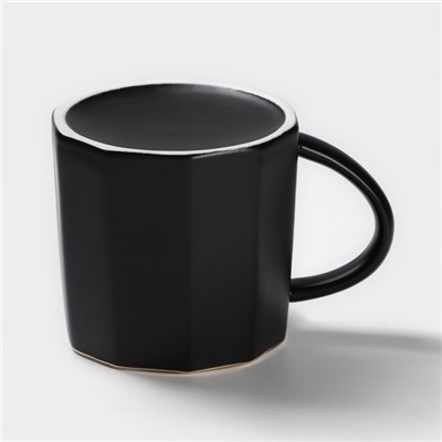 Кружка с ложкой Simple, 350 мл, керамика, чёрная