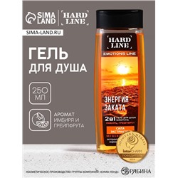 Гель для душа и шампунь 2 в 1 «Сила экстрактов», 250 мл, аромат имбирь и грейпфрут, HARD LINE