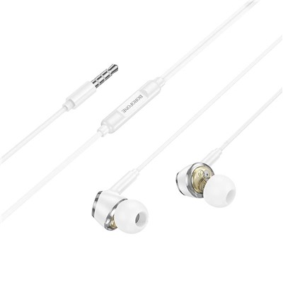 Проводные наушники с микрофоном внутриканальные Borofone BM90 Miller Lightning  (white)