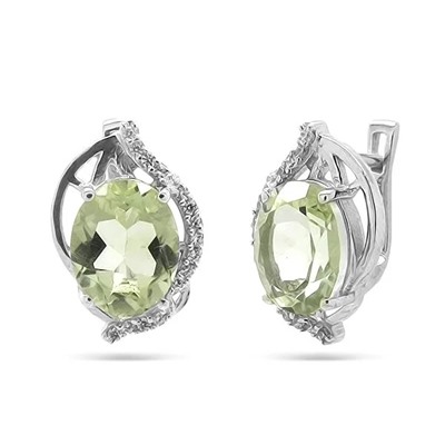Серьги из серебра зеленый аметист, Маргарита