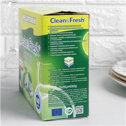 Таблетки для посудомоечных машин Clean & Fresh All in 1, + очиститель, 60 шт