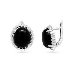 Серьги из серебра оникс, СПН4097