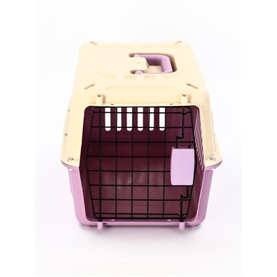 Переноска для животных, 44×31×27 см, пластик, бежевая, лавандовая