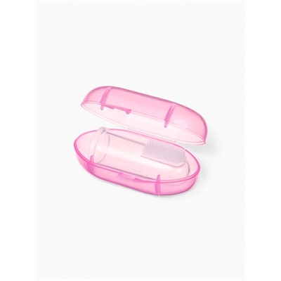 Прорезыватель - массажер Крошка Я 3 в 1, детский в контейнере, на палец, силиконовый от 3 мес., розовый