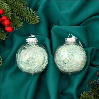 Ёлочные игрушки «Сияние», шары новогодние, d=8 см, набор 2 шт., перламутр