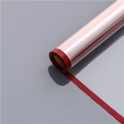 Пленка глянцевая прозрачная для цветов «Полоса», 58 см × 10 м, красный