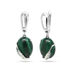 Серьги из серебра малахит, МЦВ019