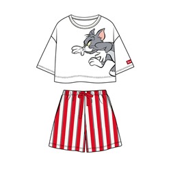 Комплект трикотажный для девочек: фуфайка (футболка), шорты