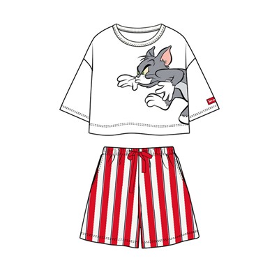 Комплект трикотажный для девочек: фуфайка (футболка), шорты