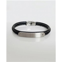 Браслет из стали на кожаном ремешке