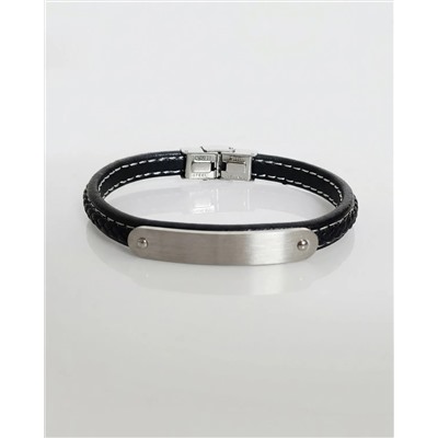 Браслет из стали на кожаном ремешке