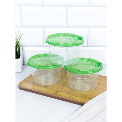 Набор пластиковых контейнеров круглый 3 штуки 500 мл / YP3050A /уп 72/ ДОП СКИДКА НА КОРОБ 3%