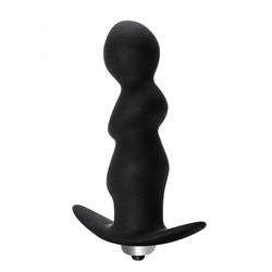 Чёрная фигурная анальная вибропробка Spiral Anal Plug - 12 см.