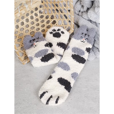 Носки женские флисовые р. 35-40 Лапки новогодний № 4 / MNZ-19/4 /721638