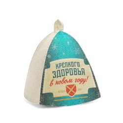 Шапка для бани и сауны «Крепкого здоровья», полиэфир 70%, шерсть 30%, «Банная забава»