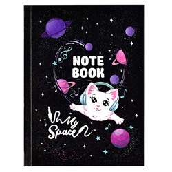 Записная книжка А6, 48 л. "Белая кошечка" твёрдый переплёт, 117х151 мм.