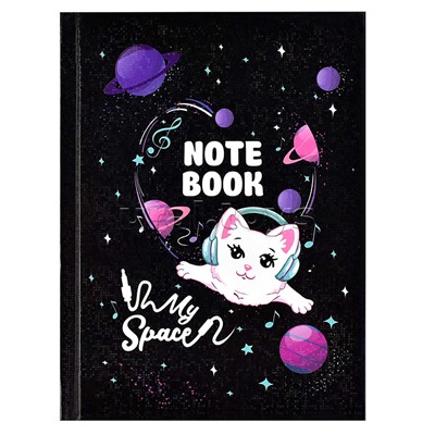 Записная книжка А6, 48 л. "Белая кошечка" твёрдый переплёт, 117х151 мм.