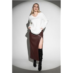 Лонгслив с V- образным вырезом (Молочный)