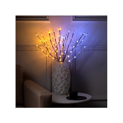 Светодиодная ветка 70 см, 20 LED, серебристая, батарейки AAх2 (не в комплекте), свечение белое