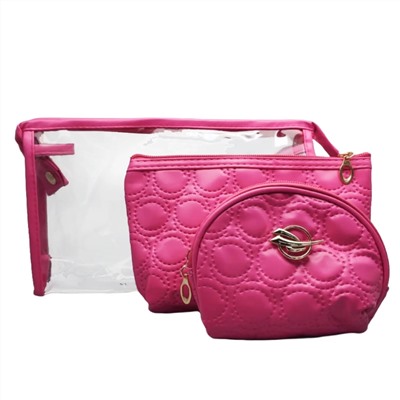 Kristaller Набор косметичек Embossing circle 3 in 1, фуксия 25089