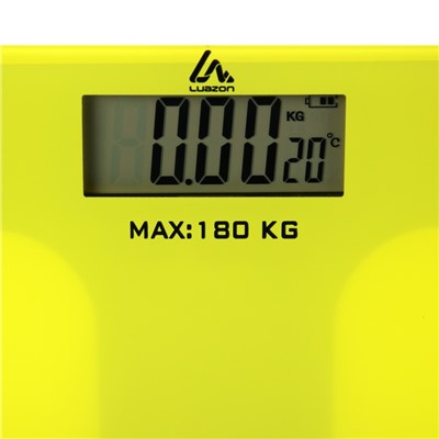 Весы напольные Luazon LVE-006, электронные, до 180 кг, 2хAAA (не в комплекте), жёлтые